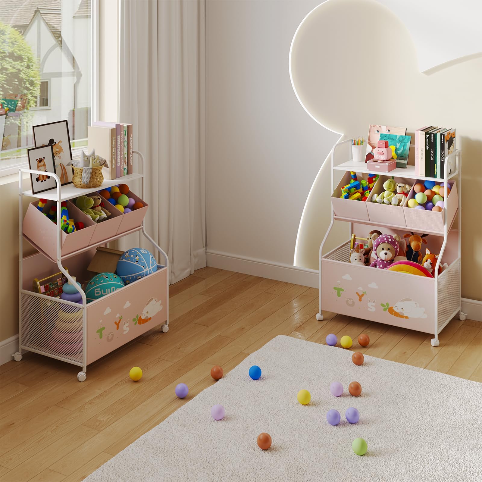 BBLIKE top-shelf reading area in pink creates a cozy reading corner.
