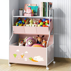 BBLIKE toy storage organizer with wheels in pink moves easily for cleanup or play.