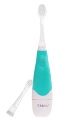 The bbluv Sönik toothbrush delivers soft vibrations for gentle baby brushing.