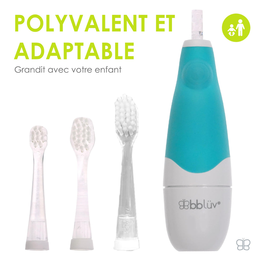 The bbluv Sönik two-minute timer with 30-second pulses guides brushing.