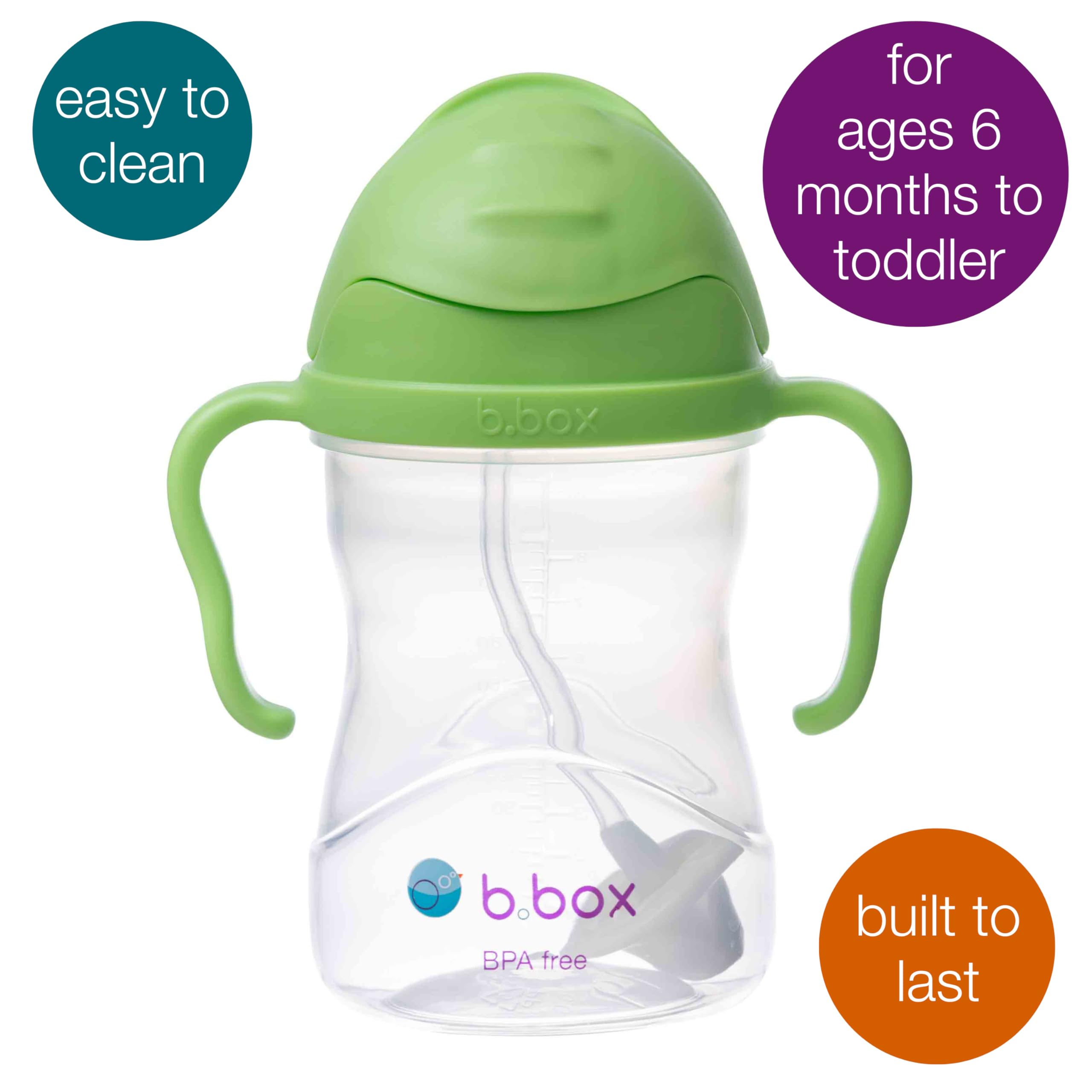 b.box sippy cup with easy-grip handles for small hands