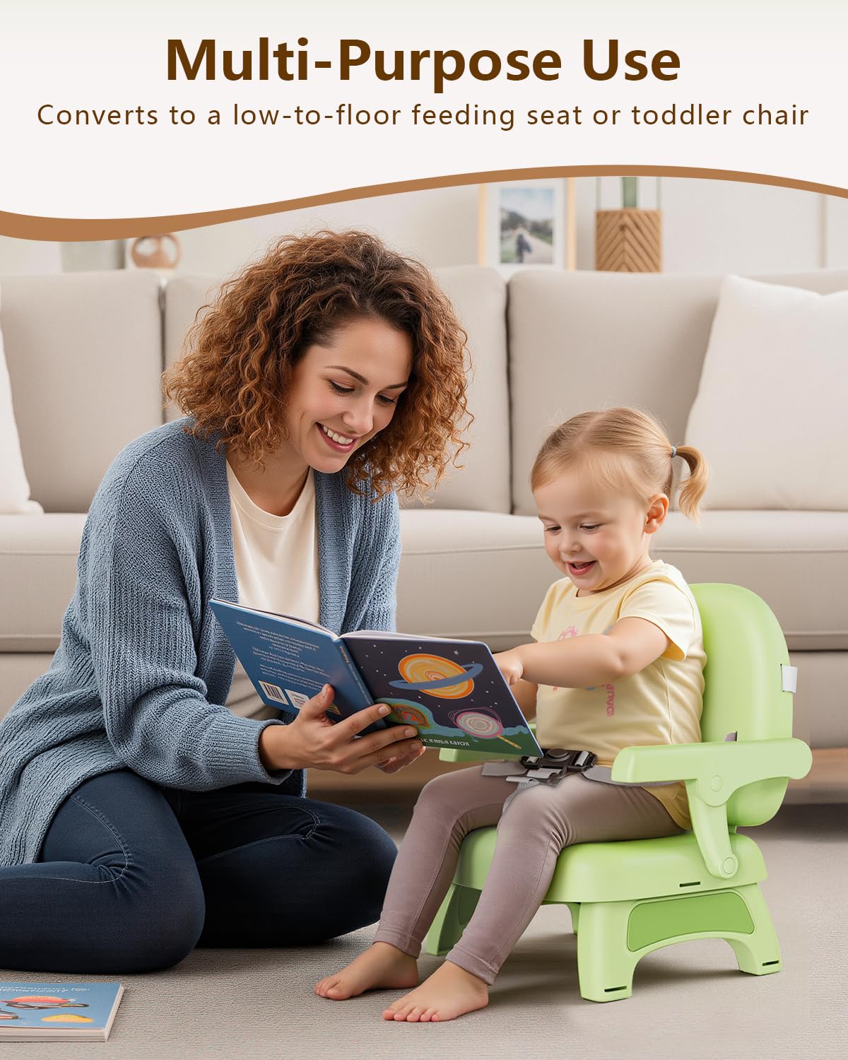 BBsecure anti-slip-pads keep the chair steady on smooth surfaces.