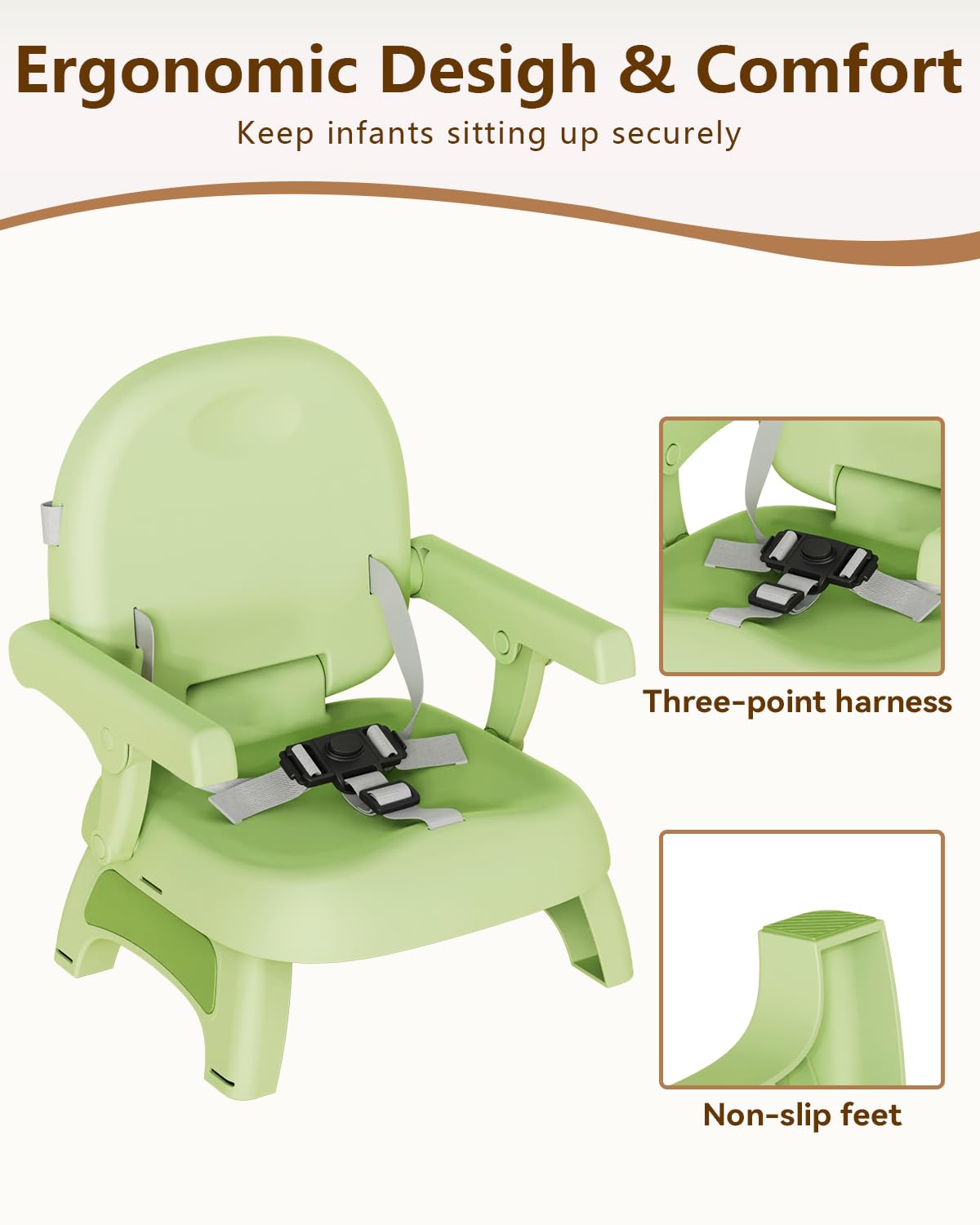 BBsecure extra safety straps provide secure attachment to dining chairs.