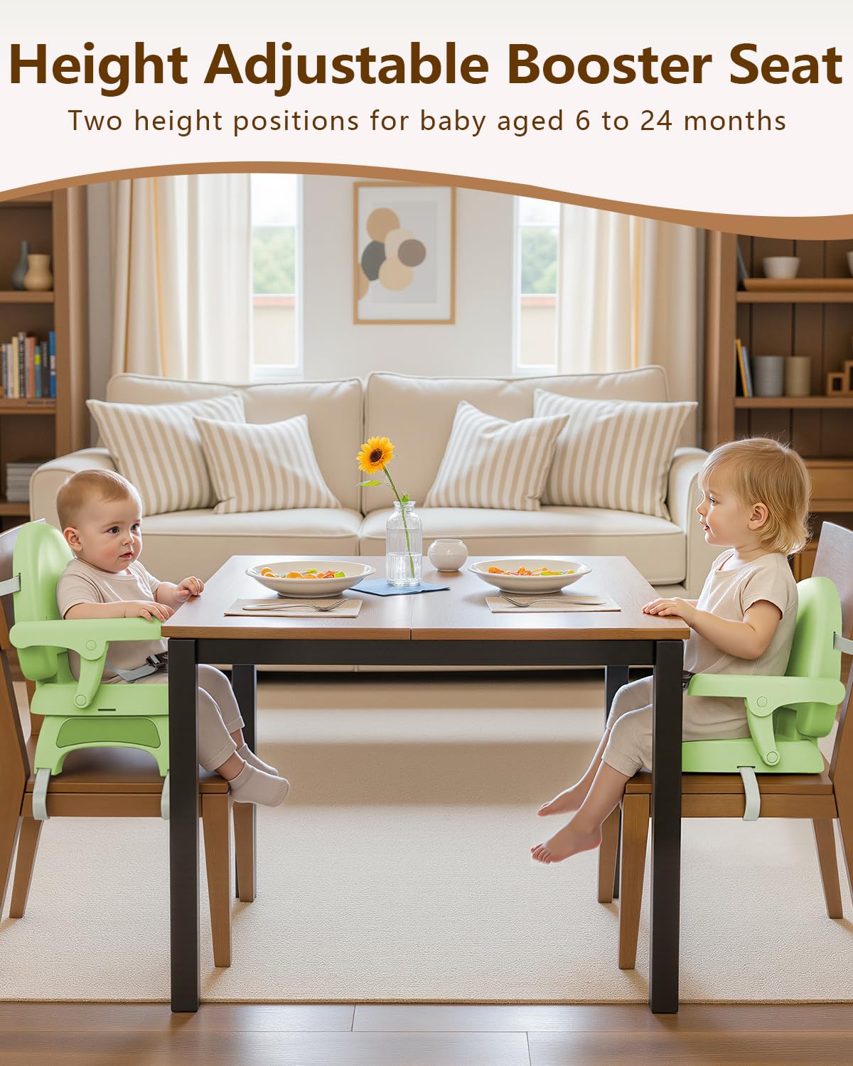 BBsecure booster seat removable-tray allows quick cleaning after meals.