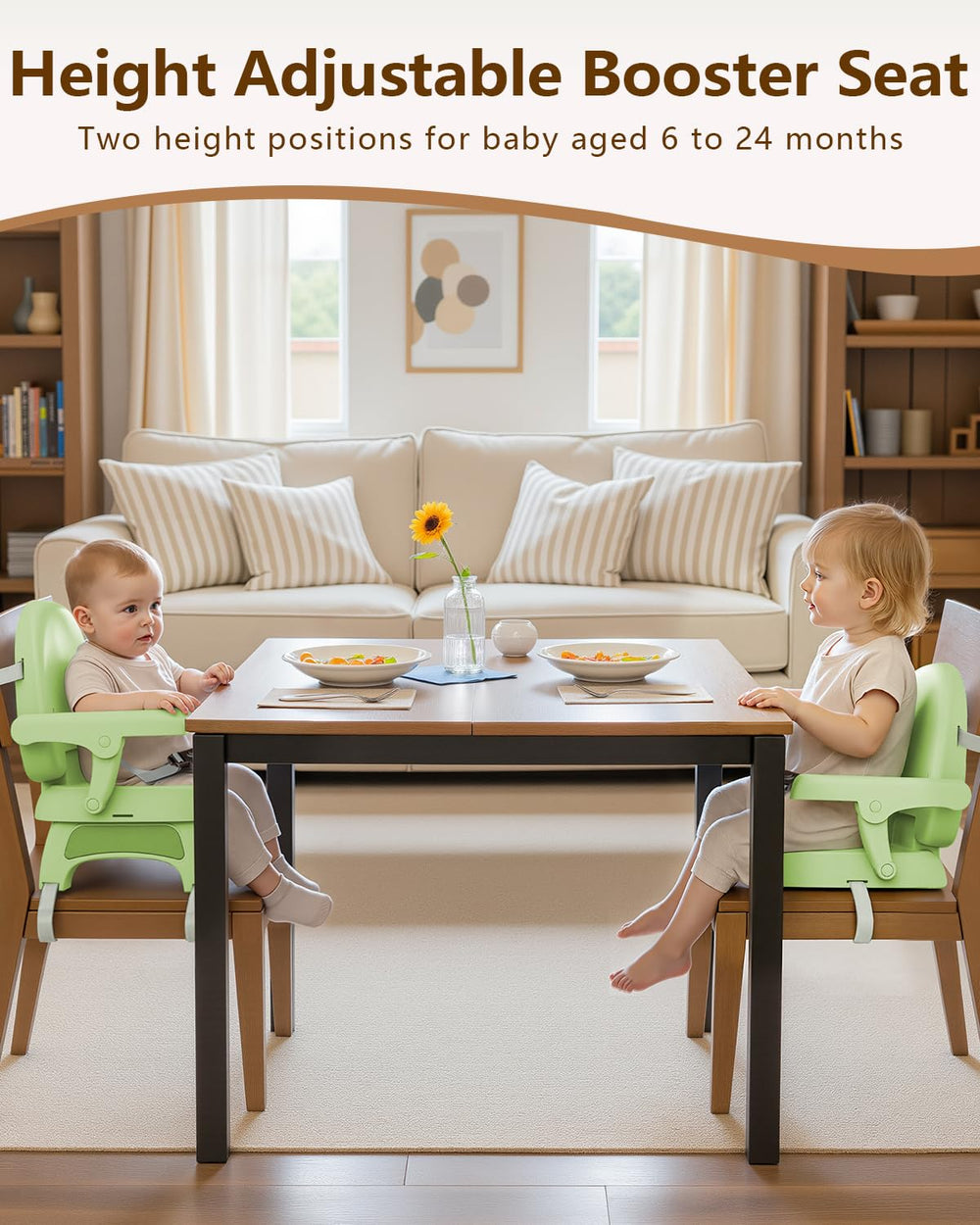 BBsecure booster seat removable-tray allows quick cleaning after meals.