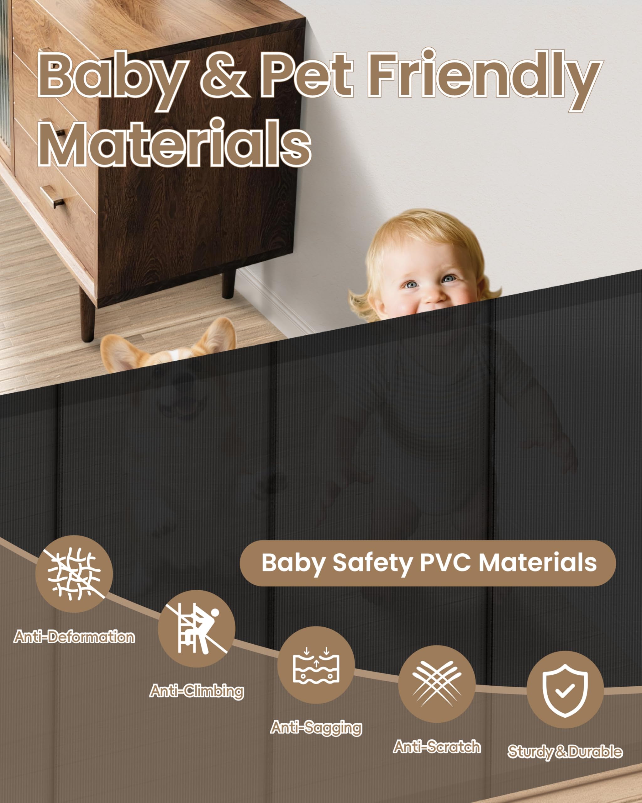 BBsecure 34-inch tall soft PVC mesh with smooth edges minimizes injuries.