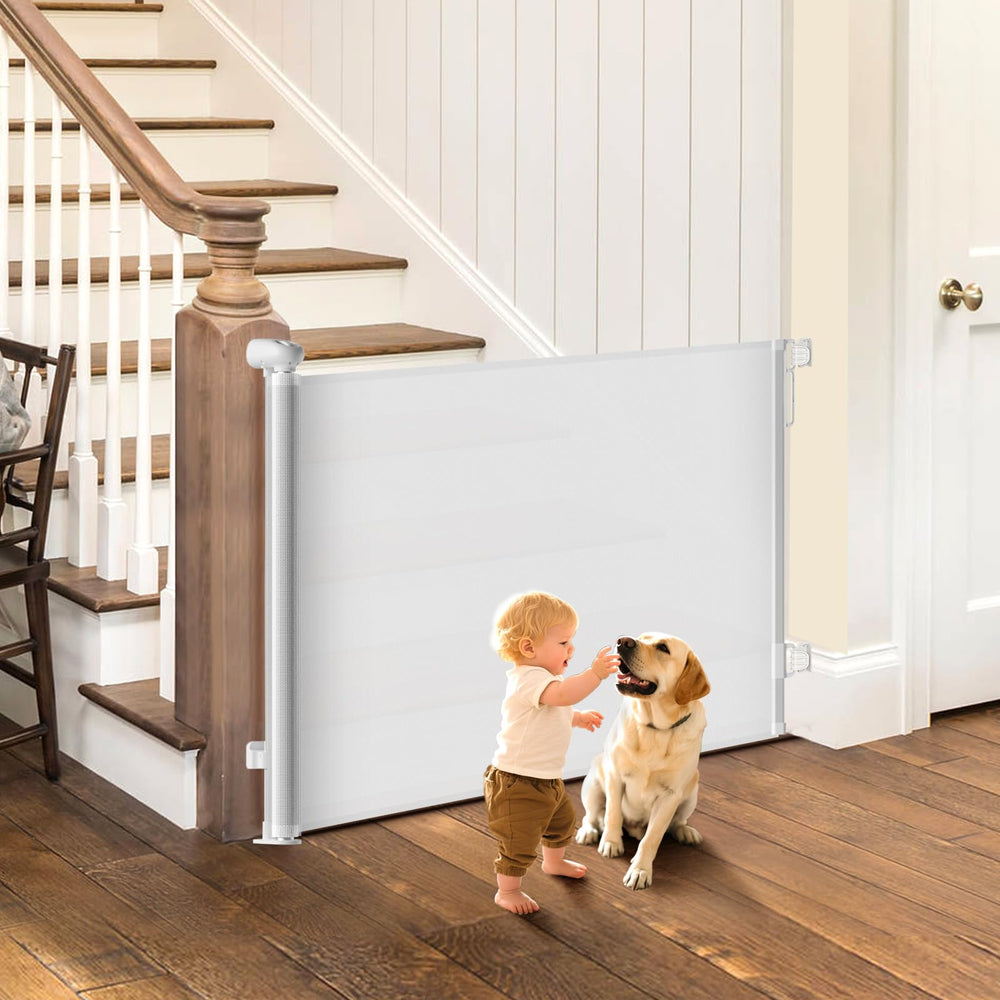 BBsecure 71-inch wide retractable gate in doorway improves safety for wide openings