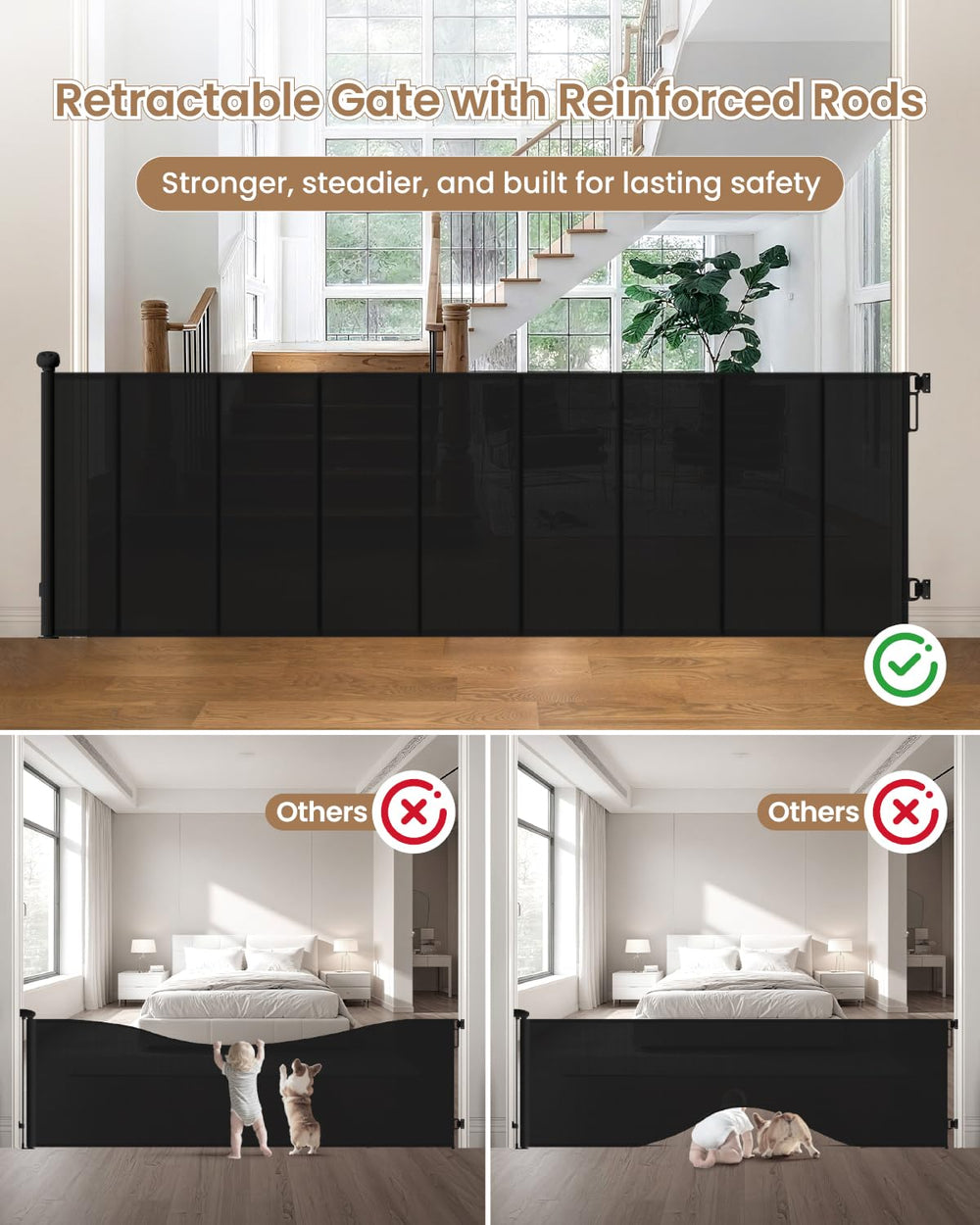 BBsecure baseboard adjustment ensures a snug fit along baseboards and trim.