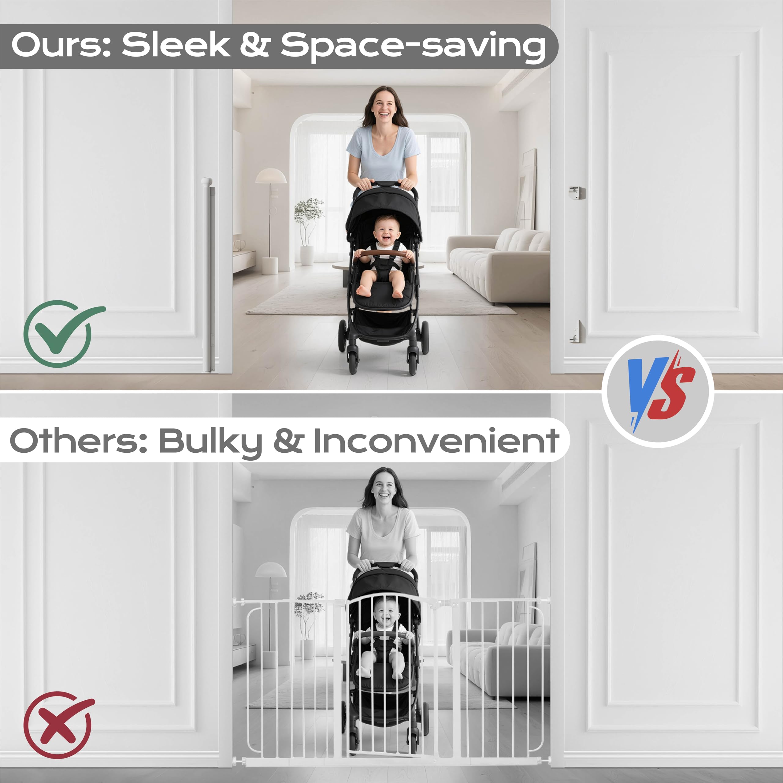 BBsecure gate fits kitchen, hallway, or outdoor doorway.