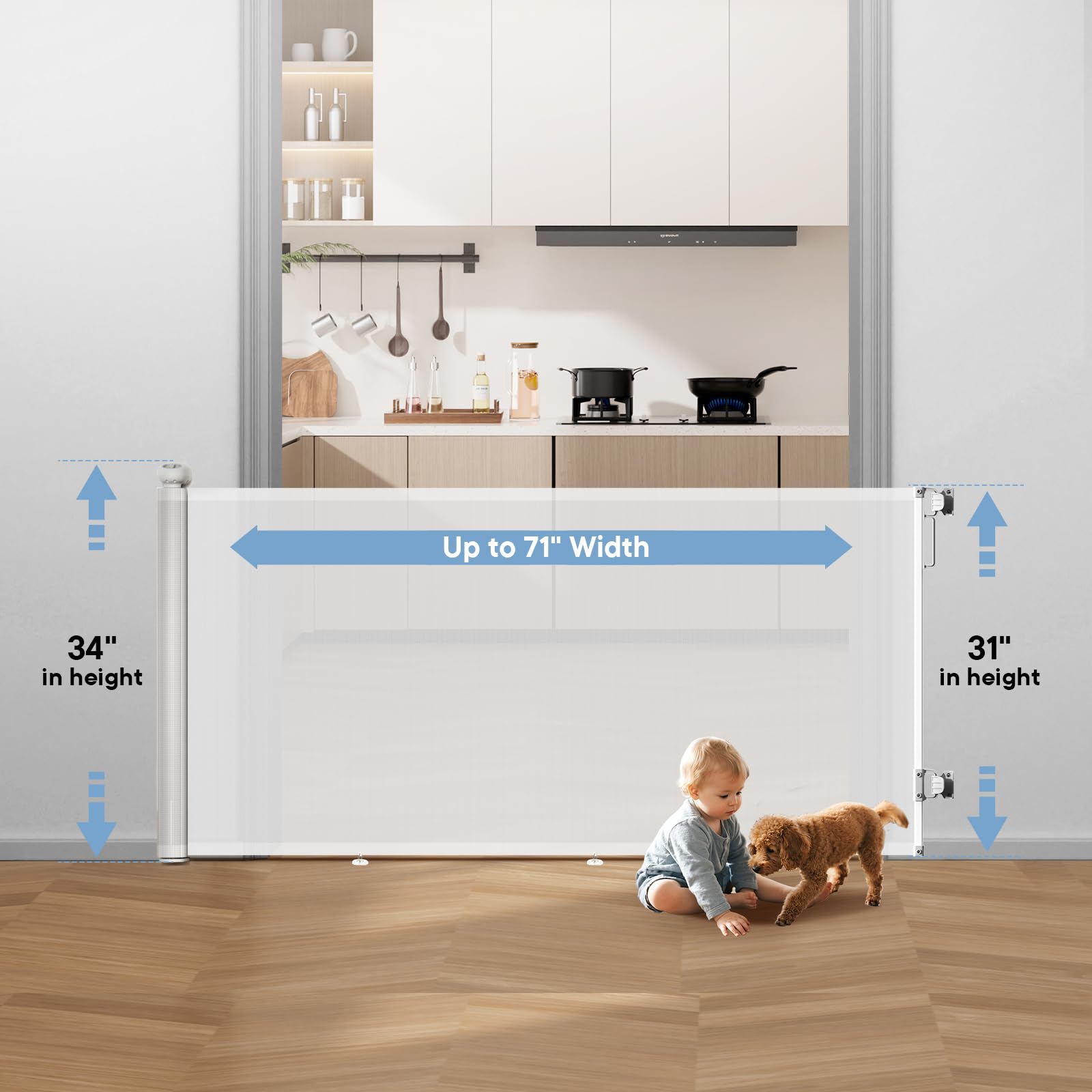 BBsecure retractable gate shown for indoor and outdoor use