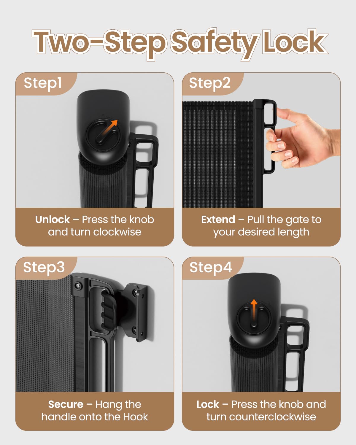 BBsecure indoor/outdoor gate ideal for stairs, patios, and living spaces.