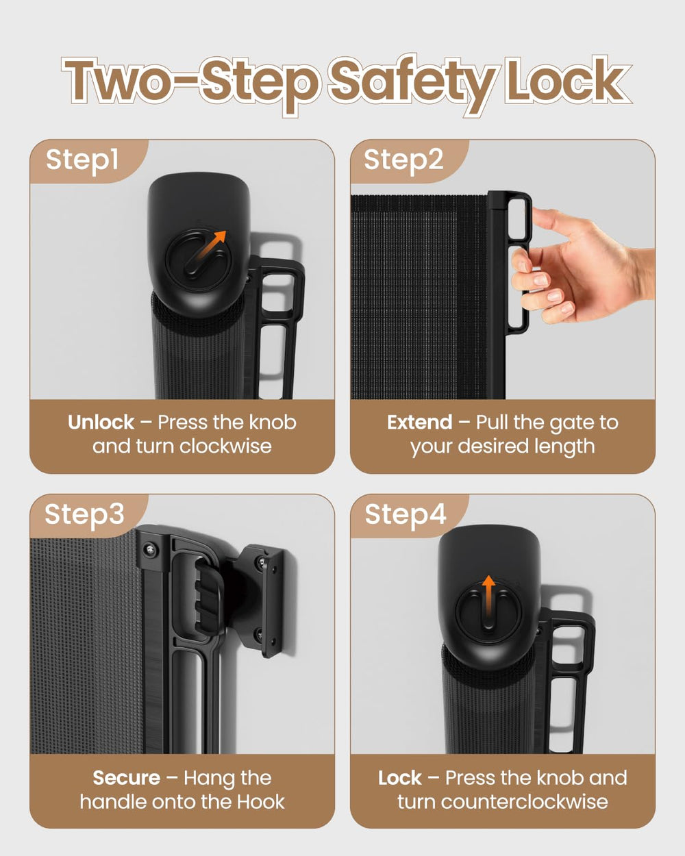 BBsecure indoor/outdoor gate ideal for stairs, patios, and living spaces.