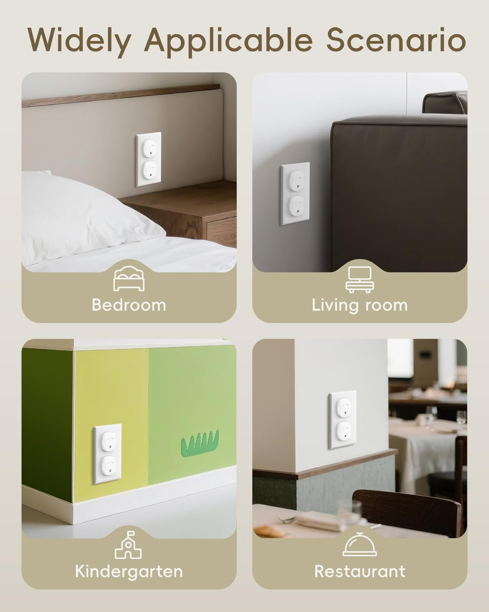BBsecure outlet covers blend cleanly with home, office, and school decor.