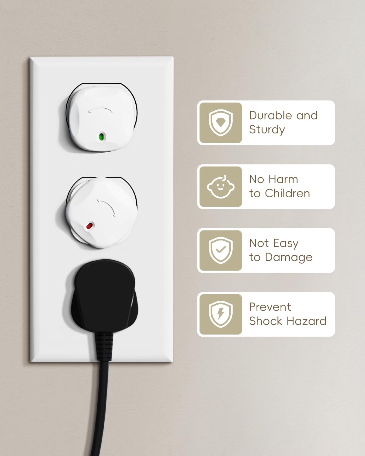 BBsecure white 3-prong compatible outlet covers for versatile use.