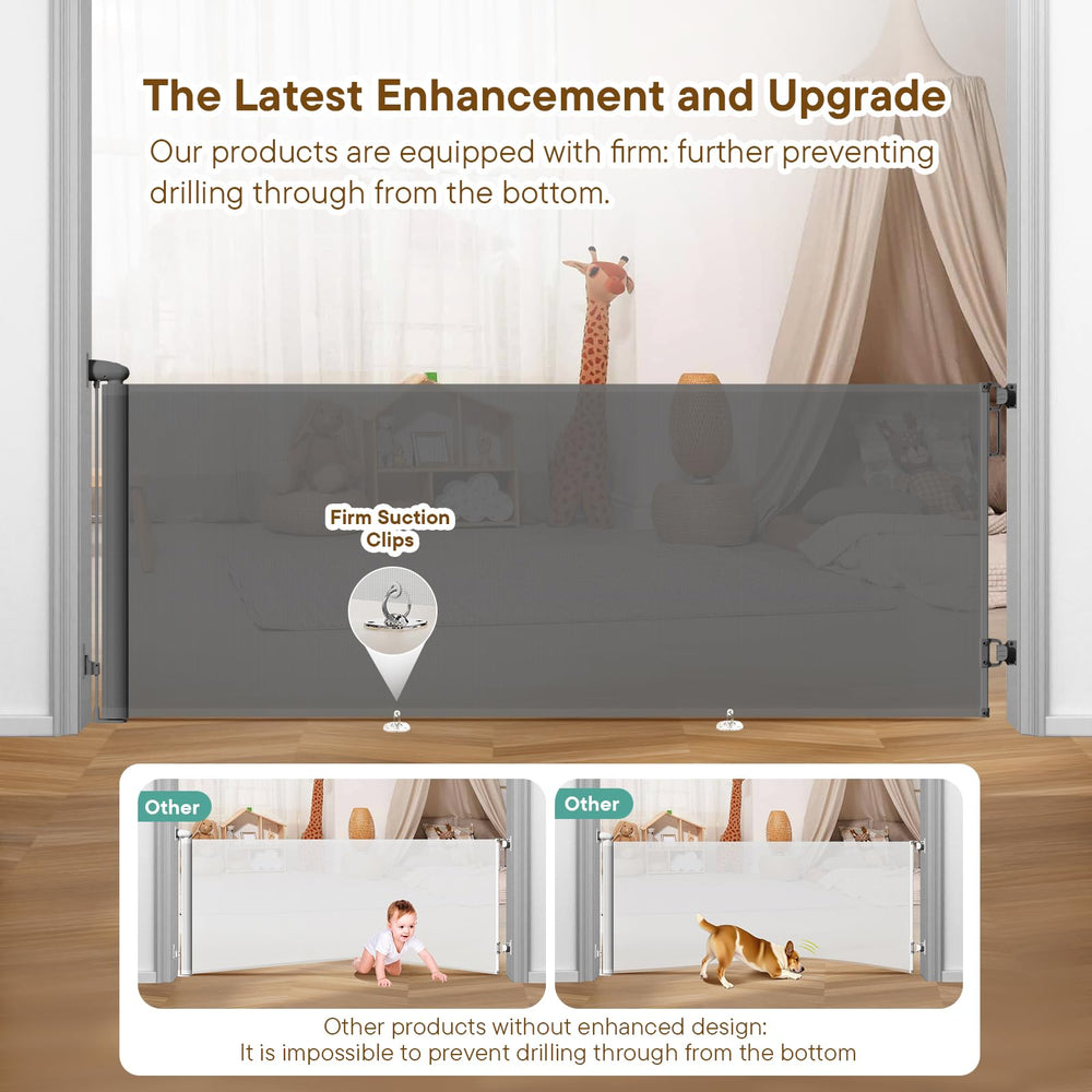 BBsecure retractable gate anti-crawling hook enhances bottom protection for active pets and kids.