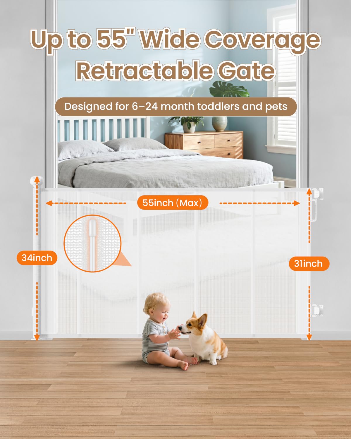 BBsecure retractable gate two-step lock demonstrates easy one-handed use