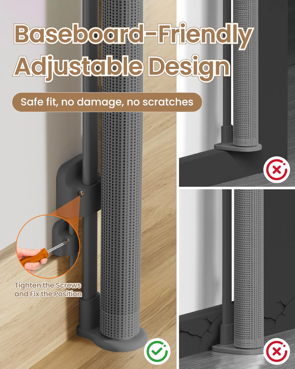 BBsecure space-saving retractable design with no bottom bar for clutter-free rooms
