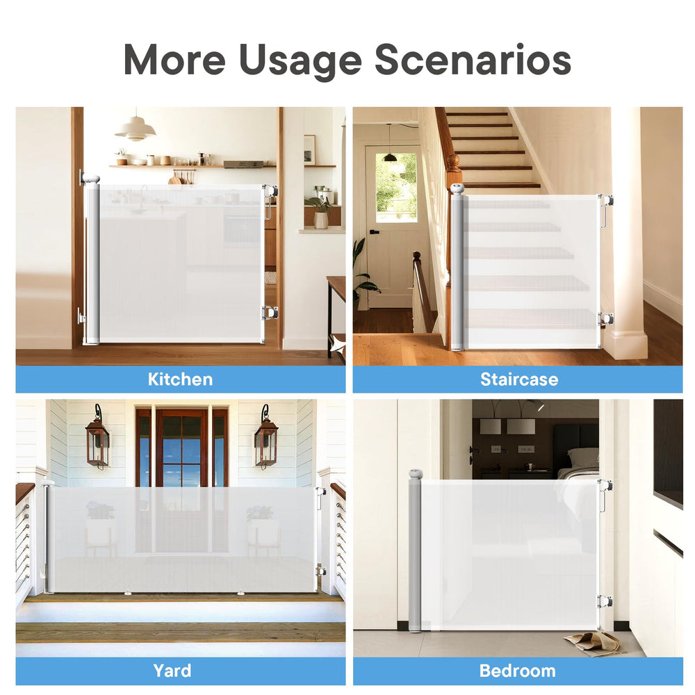 BBsecure white gate installed across stairs and doorways in a home