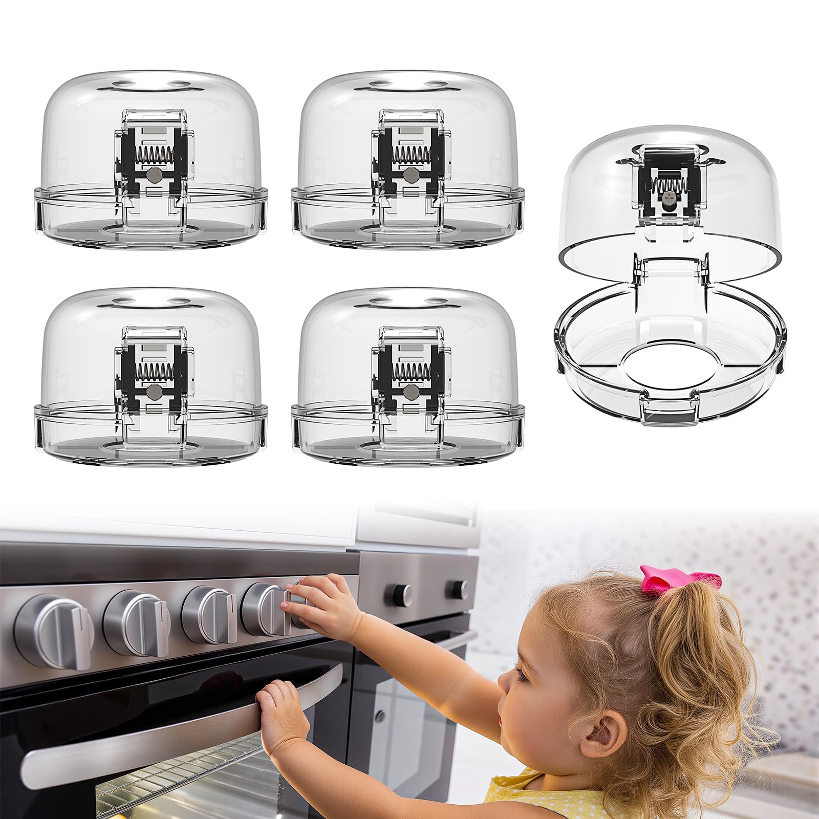 BBsecure stove knob covers dual-button lock prevent curious access in busy kitchens.