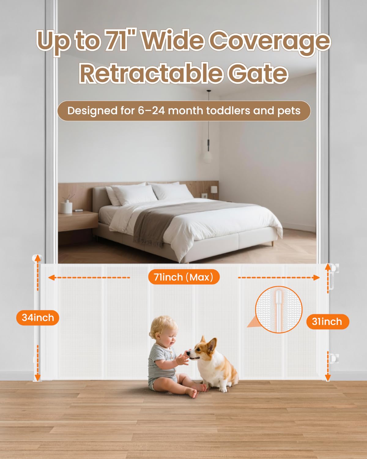 BBsecure two-step lock offers easy one-hand passage while carrying a child or groceries