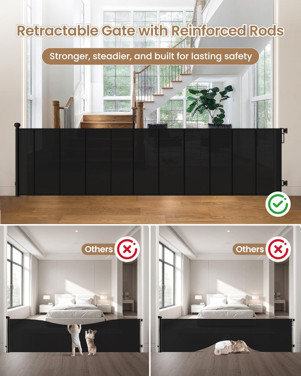 BBsecure two-step lock allows one-handed passage while keeping toddlers curious.