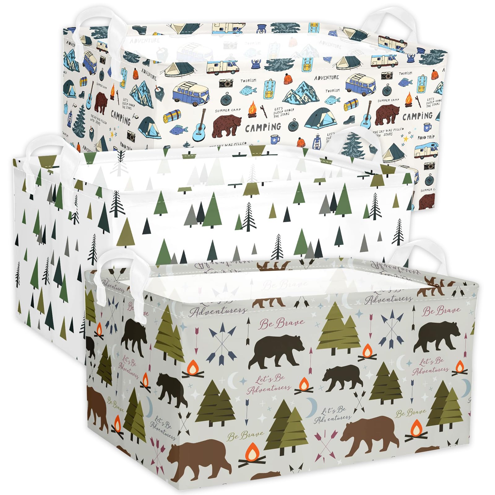 BBSET Forest Mountain storage basket front view for organized nursery spaces