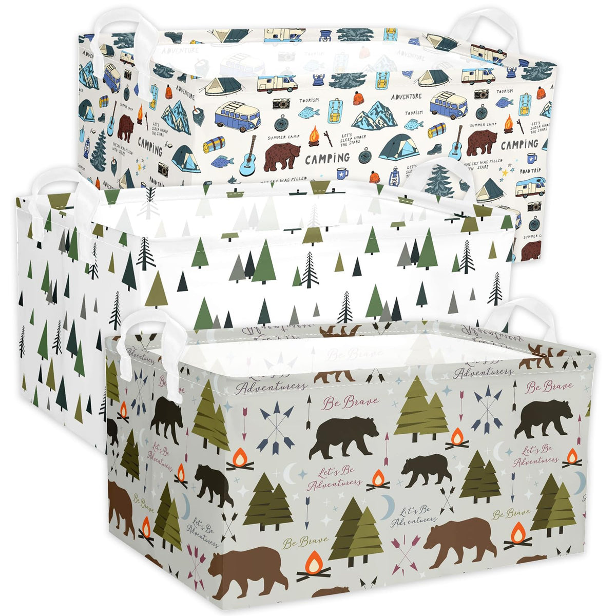 BBSET Forest Mountain storage basket front view for organized nursery spaces