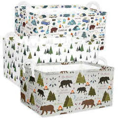 BBSET Forest Mountain storage basket front view for organized nursery spaces
