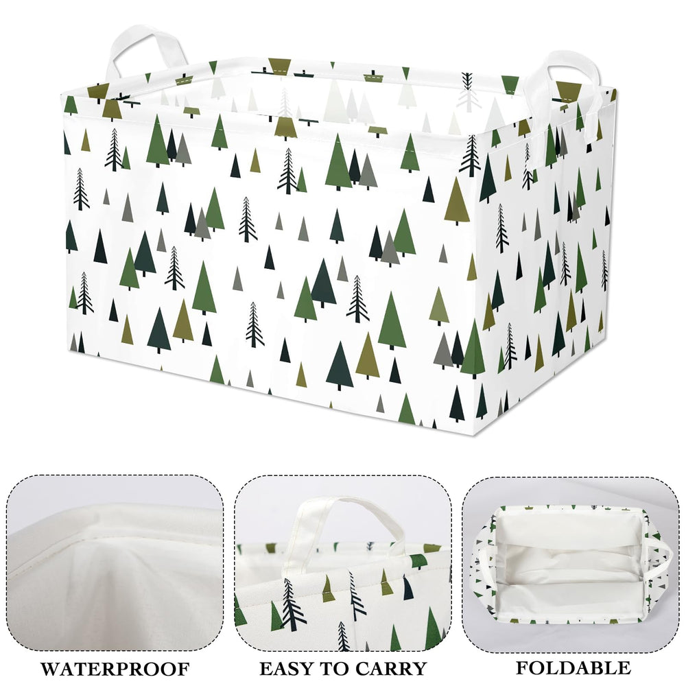 BBSET Forest Mountain storage basket side view showing rugged handles for easy carrying