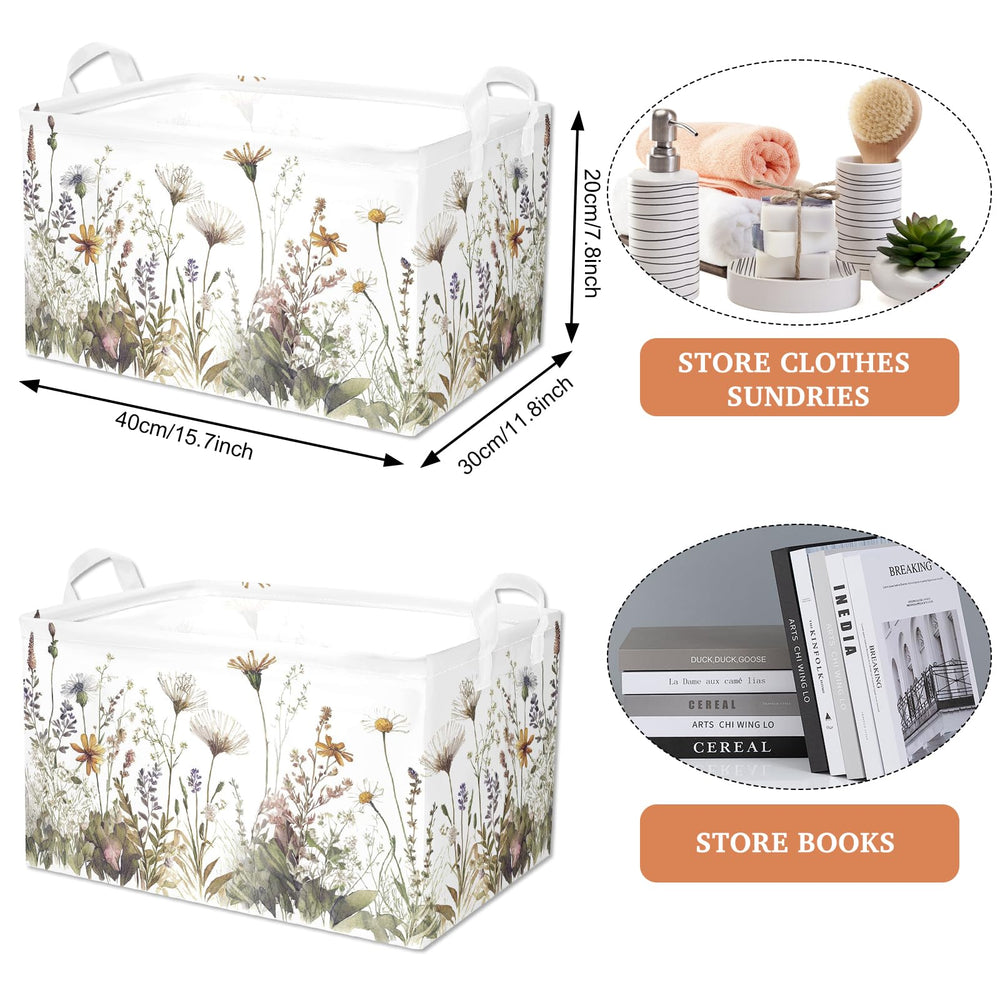 BBSET Wild Flowers shelf basket collapsible design saves space when not in use