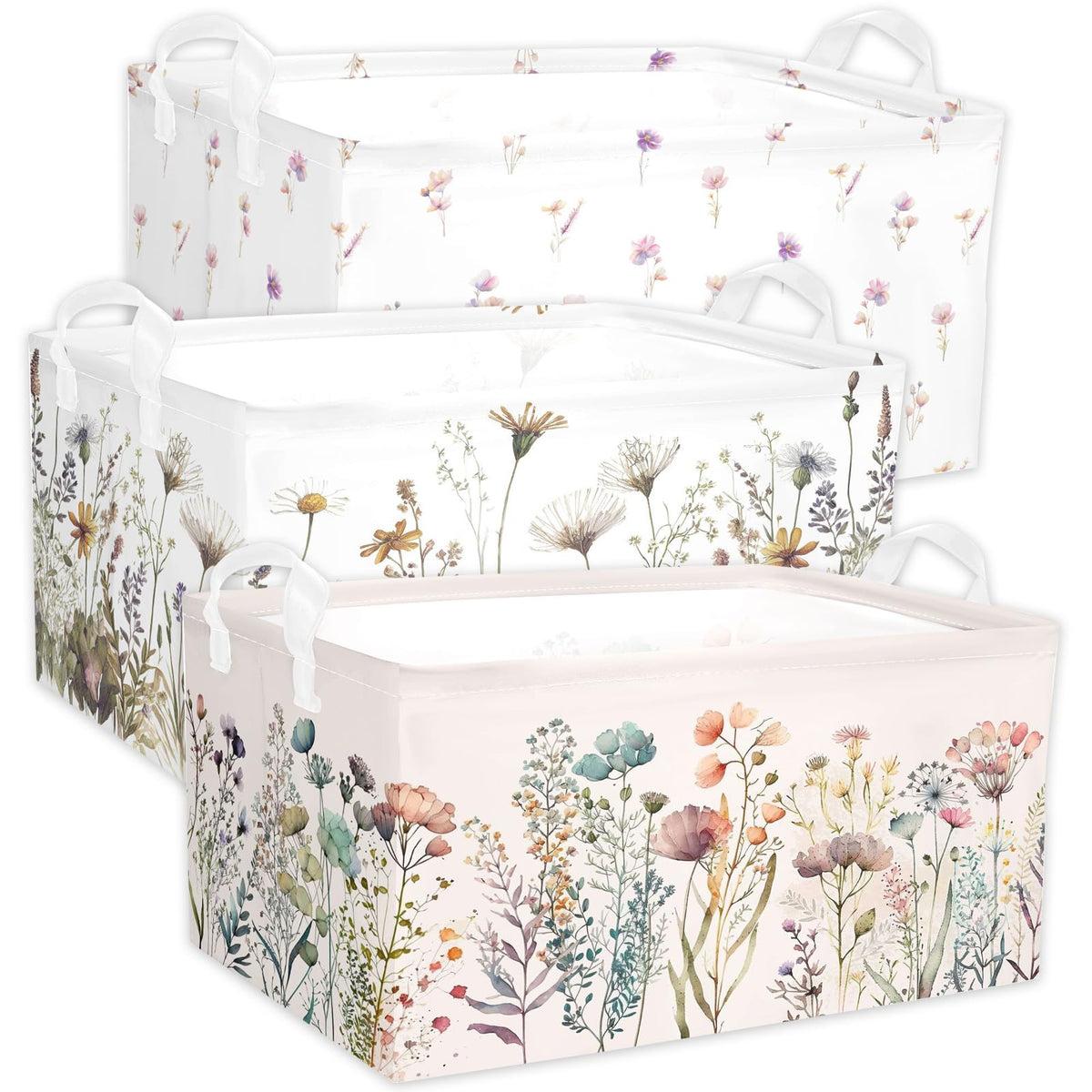 BBSET Wild Flowers shelf basket front view for organized toy storage