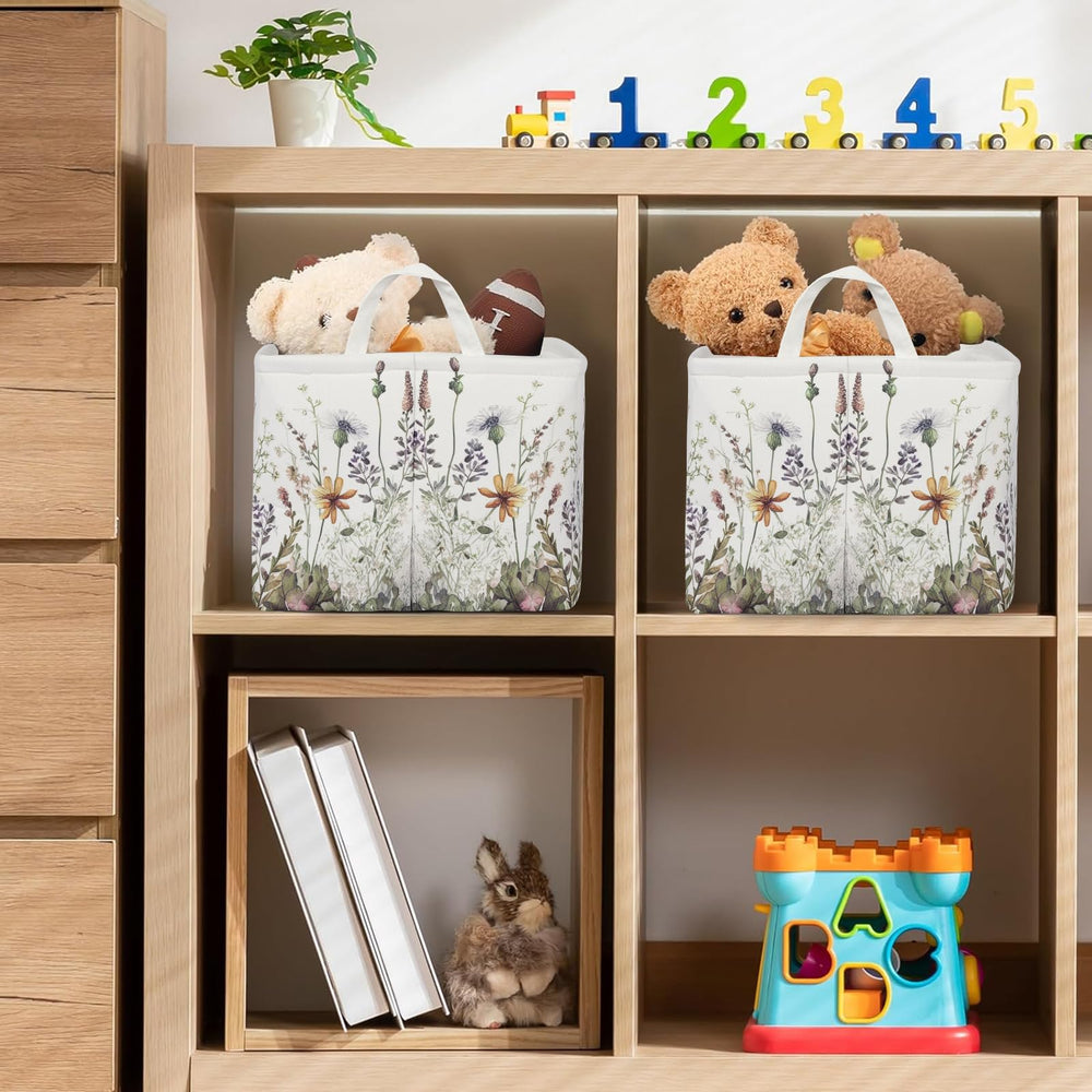 BBSET Wild Flowers shelf basket handles close-up show durable carrying grip