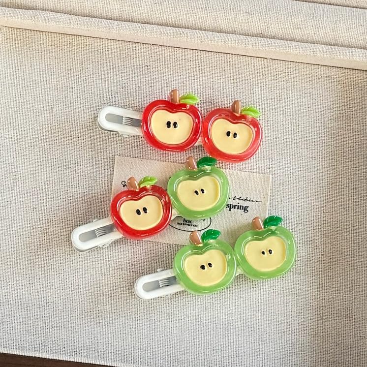 BBTDIN Apple Bow Clip set pack shows versatile two-piece fruit hair bows.