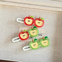 BBTDIN Apple Bow Clip set pack shows versatile two-piece fruit hair bows.