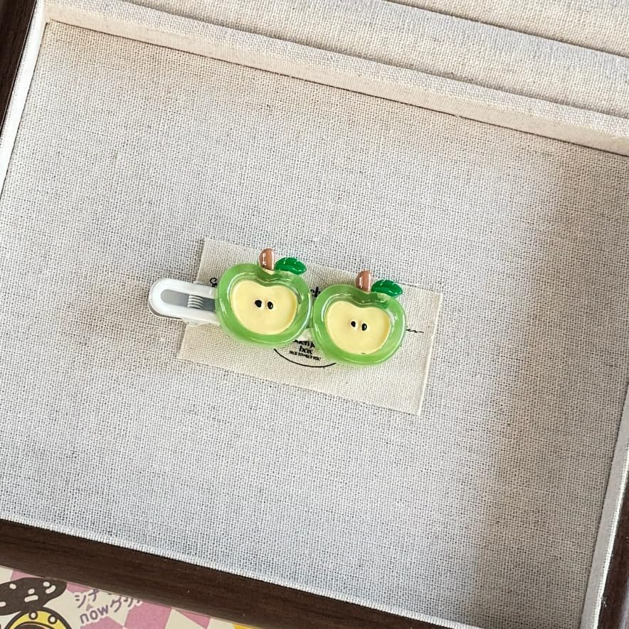 BBTDIN Apple bow clip side angle, a cute daily-wear hair accessory for kids.