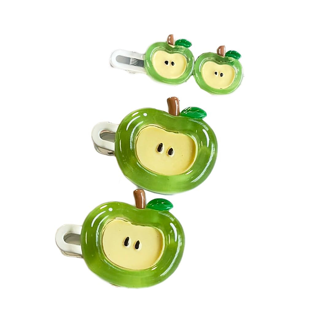 BBTDIN Apple bow clip worn by infant girl, charming school accessory.