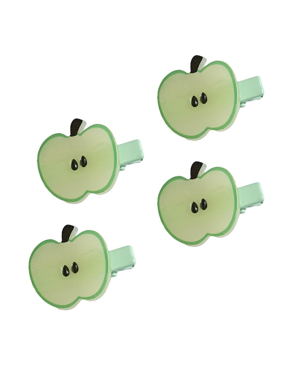 BBTDIN Apple Bow Clips in green apple slices add cute daily style.