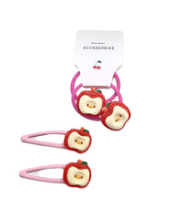 BBTDIN apple bow hair clip closeup showing cute fruit design for daily outfits.