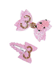 BBTDIN pink birthday hair clip for 3rd birthday celebrations with toddler-friendly grip