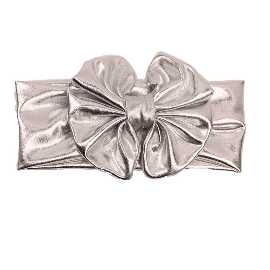 BBTDIN baby bronzing turban headband silver metallic for gentle daily wear.