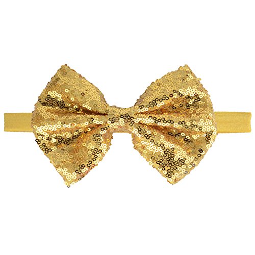 BBTDIN gold sequins headband bow, versatile holiday accessory for 3–18 month kids.