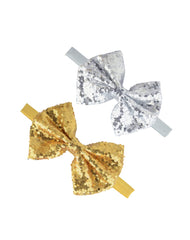 BBTDIN baby Christmas sequins headband with red-green bow, sparkling holiday accessory for infants.