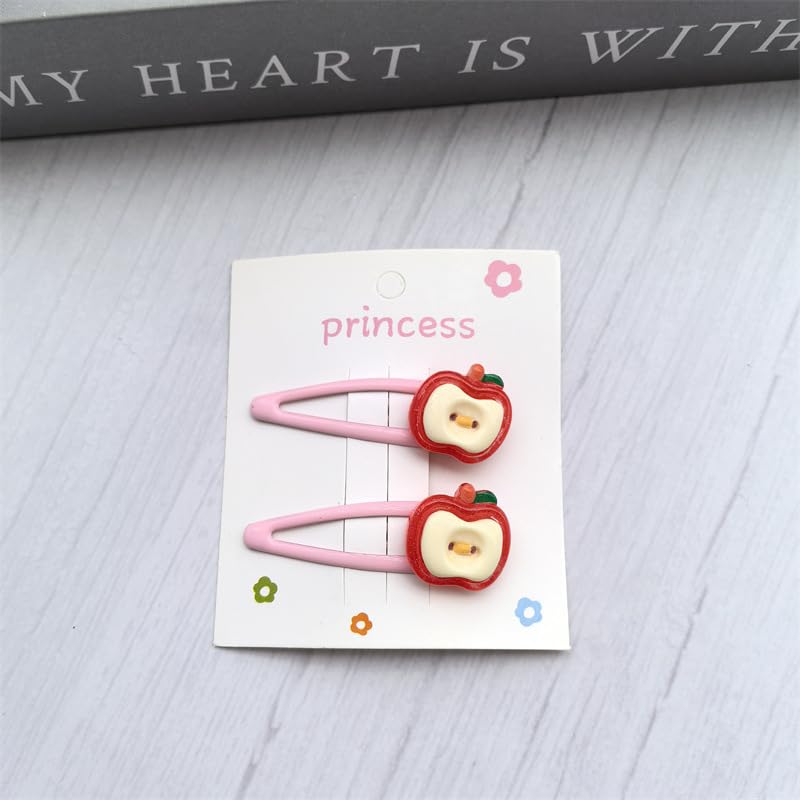 BBTDIN baby girl apple bow wearing photo demonstrates playful fruit motif accessory.