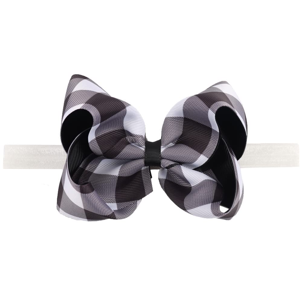 BBTDIN buffalo plaid hair band bow for festive outfits and photos