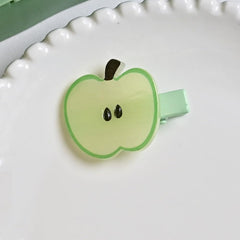 BBTDIN infant hair bow with green apple design for fall and party styling.