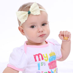 BBTDIN nylon headband with hollow-out bow for gentle wear