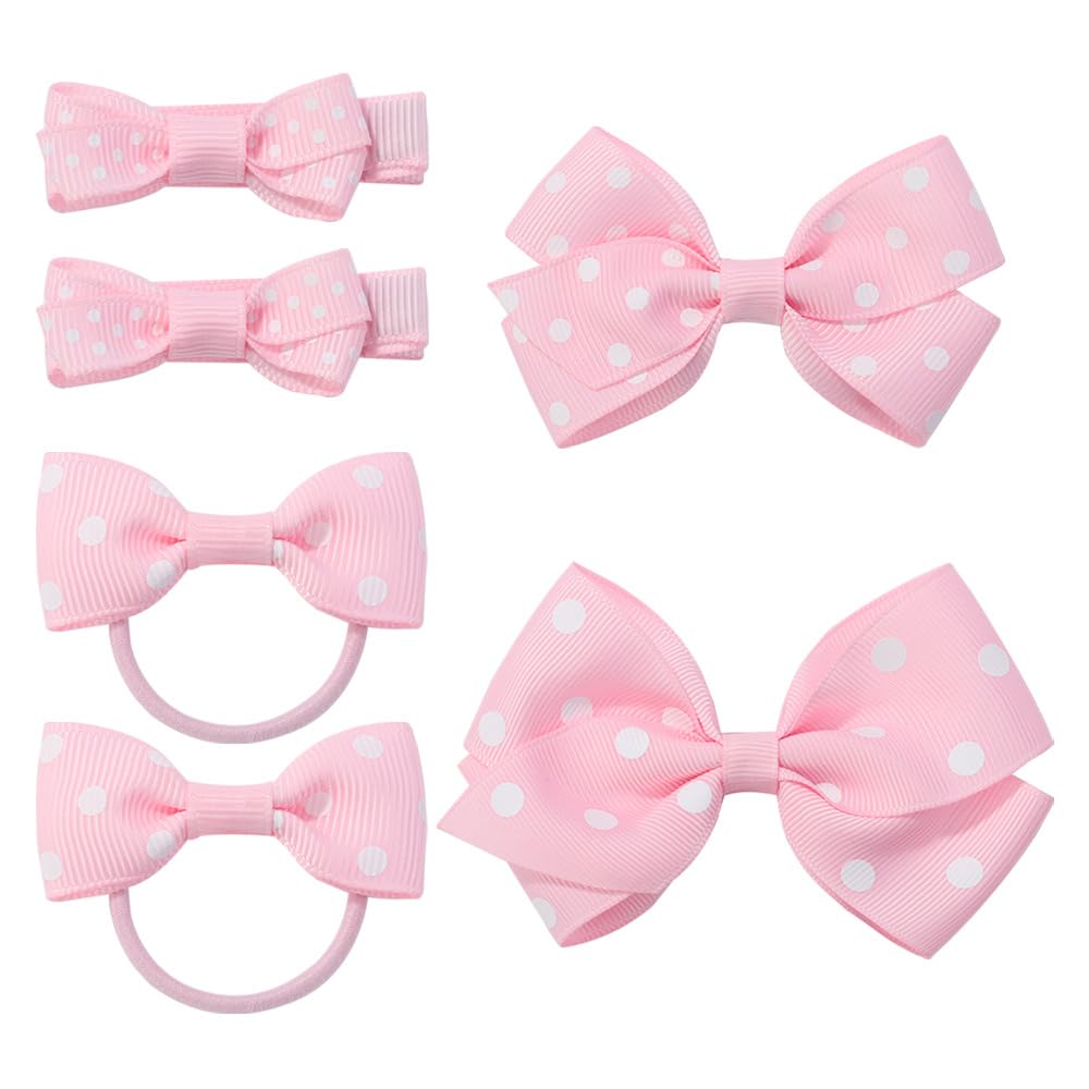 BBTDIN pink polka-dot hair clip close-up demonstrating secure hold for delicate hair