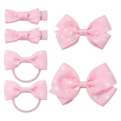 BBTDIN pink polka-dot hair clip close-up demonstrating secure hold for delicate hair