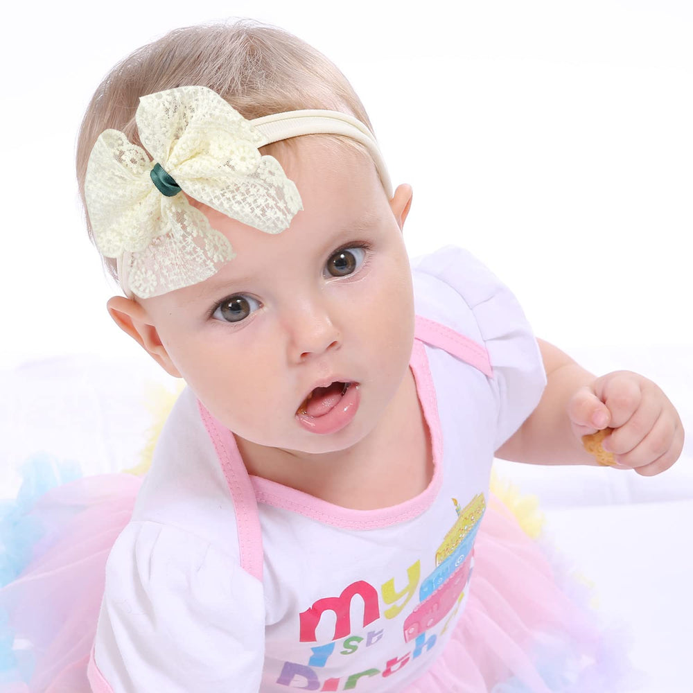 BBTDIN lace bow headband two-piece set for newborn styling