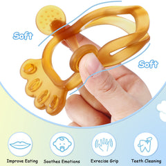 BBTO baby hand teether foot-shape design encourages grasping and exploration.